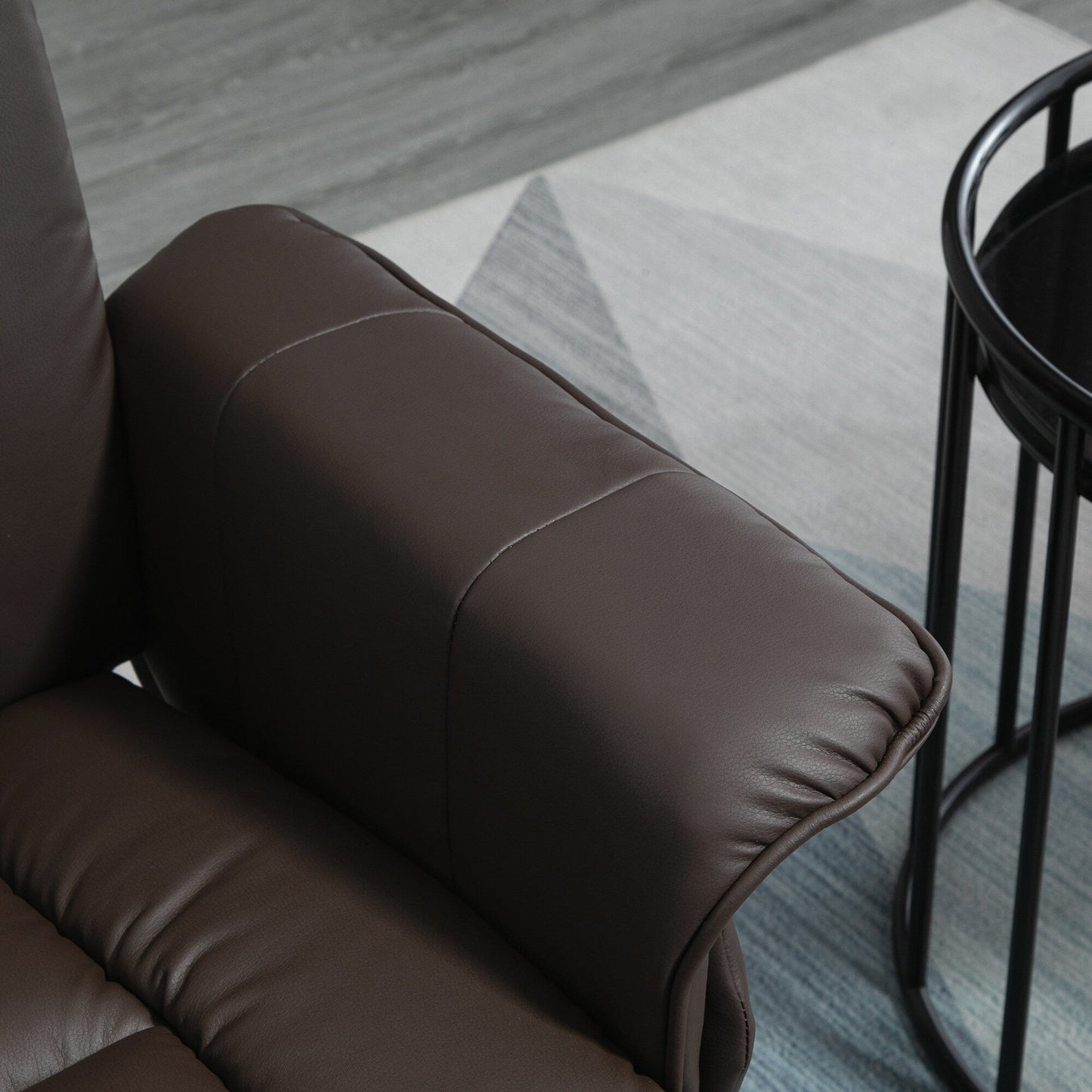 PU Leather Recliner with Adjustable Backrest, 360Â° Swivel, Footrest, High Back, Wrapped Base, Living Room, Bedroom, Home Office