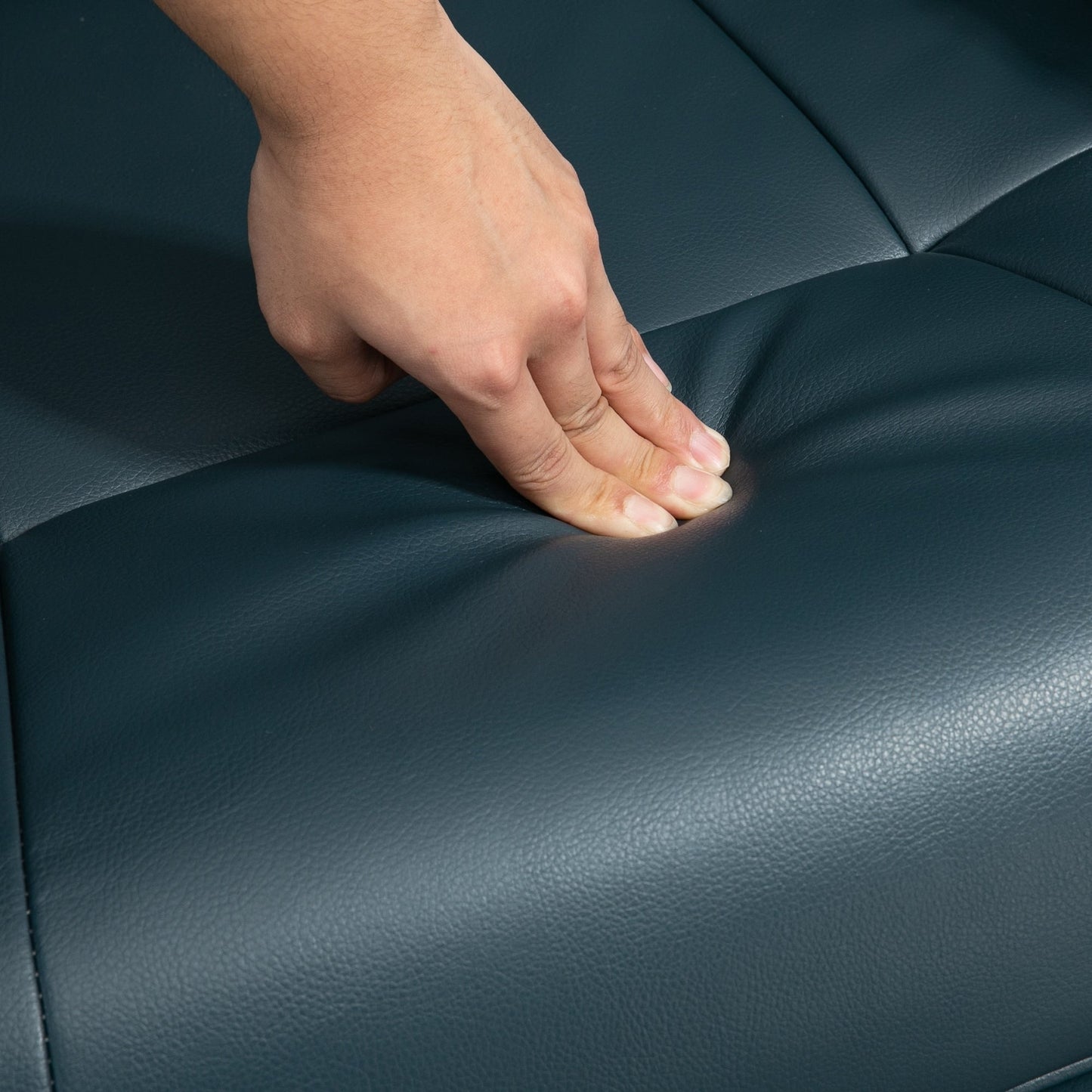 PU Leather Recliner with Wooden Swivel Base, Manual Recline, Padded Armrests, and Footrest