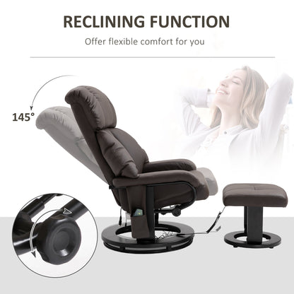 PU Leather Reclining Massage Chair with Ottoman, 360° Swivel Base, and Remote-Controlled Vibration