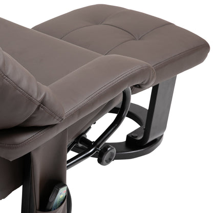 PU Leather Reclining Massage Chair with Ottoman, 360° Swivel Base, and Remote-Controlled Vibration