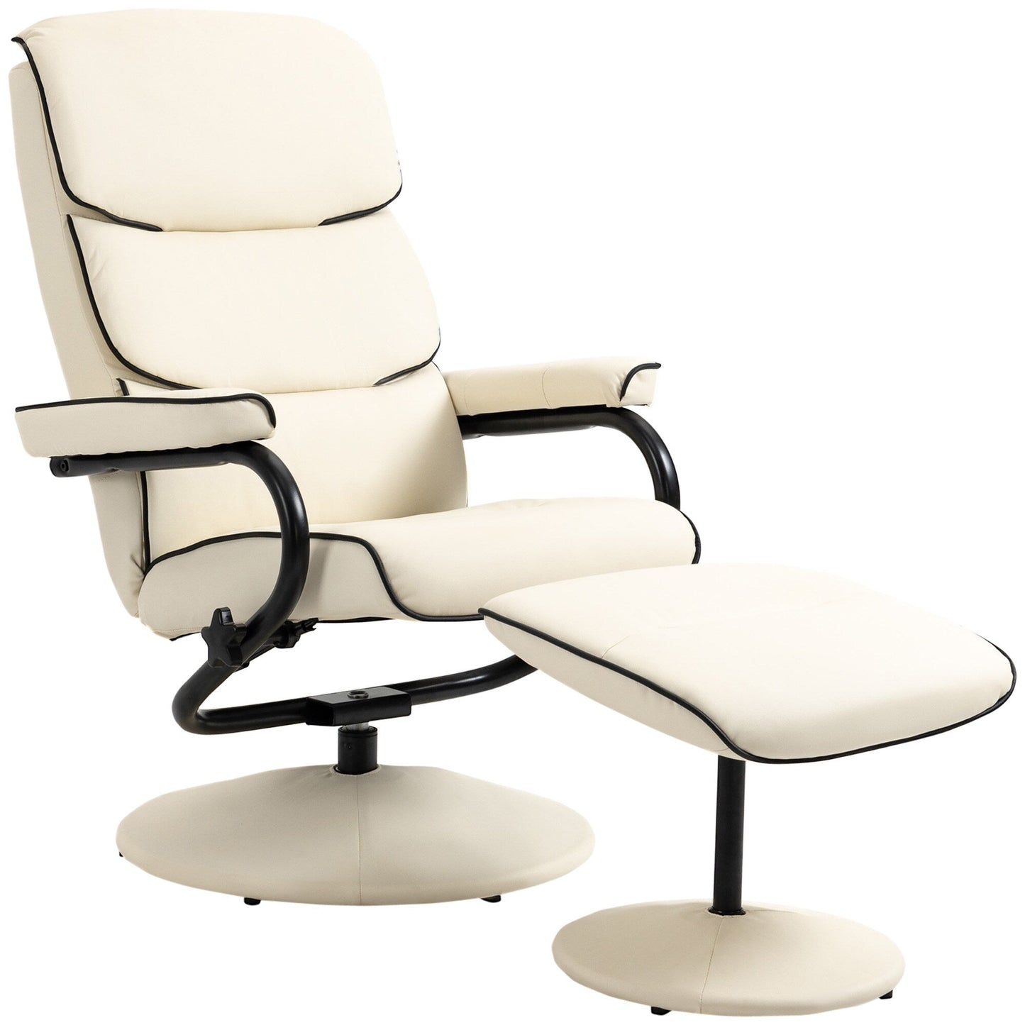 PU Leather Swivel High Back Armchair with Footstool