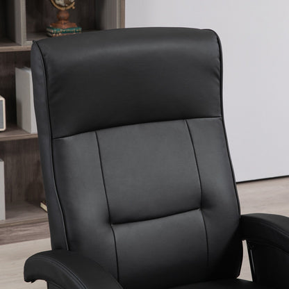 PU Leather Swivel Recliner Chair with 135° Adjustable Backrest, Footrest & Wooden Base for Living Room Relaxation