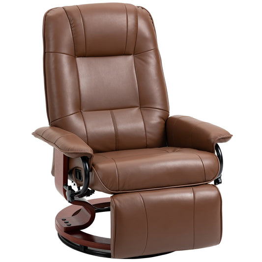 PU Leather Swivel Recliner Chair with Adjustable Backrest, Footrest & Padded Armrests for Living Room Comfort