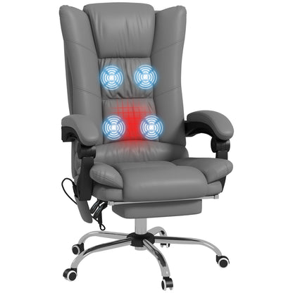 PU Leather Vibration Massage Office Chair with Heating, 135 Reclining Backrest, Adjustable Footrest and Remote Control