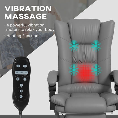 PU Leather Vibration Massage Office Chair with Heating, 135 Reclining Backrest, Adjustable Footrest and Remote Control