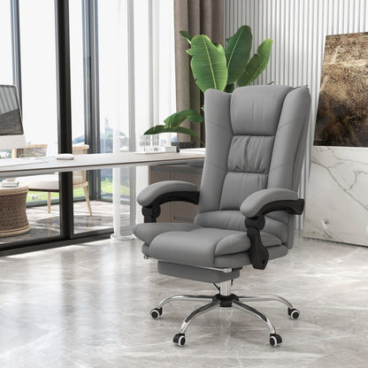 PU Leather Vibration Massage Office Chair with Heating, 135 Reclining Backrest, Adjustable Footrest and Remote Control