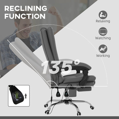 PU Leather Vibration Massage Office Chair with Heating, 135 Reclining Backrest, Adjustable Footrest and Remote Control