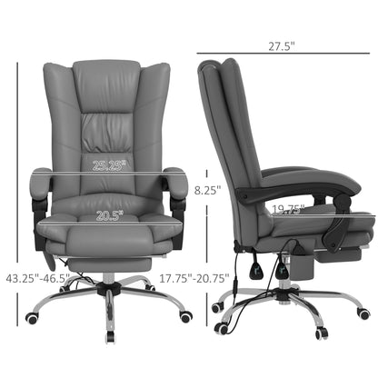 PU Leather Vibration Massage Office Chair with Heating, 135 Reclining Backrest, Adjustable Footrest and Remote Control
