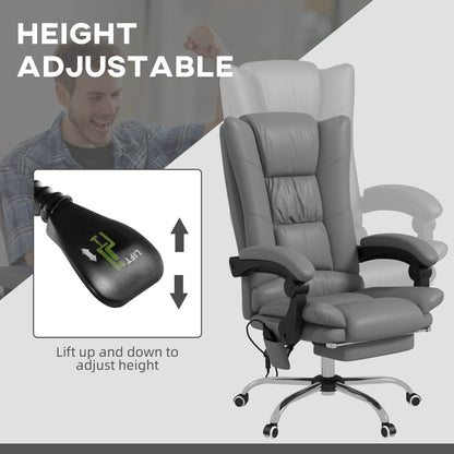 PU Leather Vibration Massage Office Chair with Heating, 135 Reclining Backrest, Adjustable Footrest and Remote Control