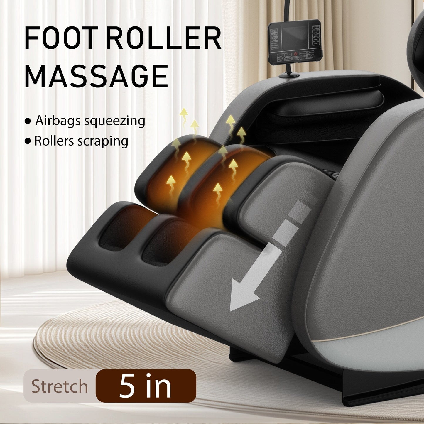 PU Leather Zero?Gravity Massage Chair with Foot Roller & Bluetooth