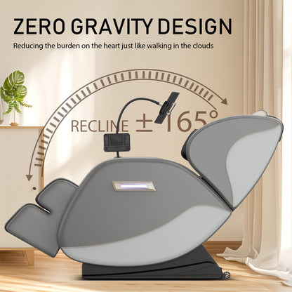 PU Leather Zero?Gravity Massage Chair with Foot Roller & Bluetooth