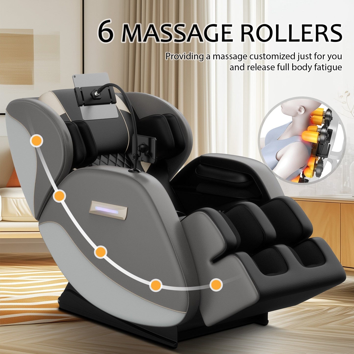 PU Leather Zero?Gravity Massage Chair with Foot Roller & Bluetooth