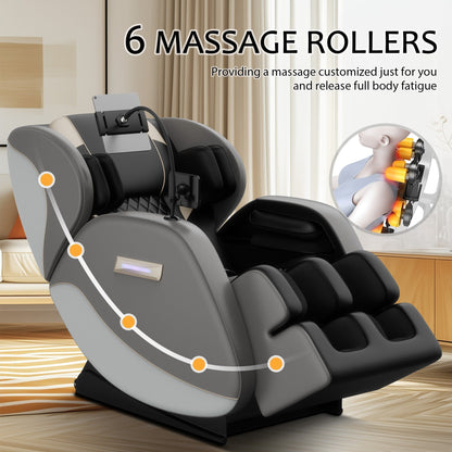 PU Leather Zero?Gravity Massage Chair with Foot Roller & Bluetooth
