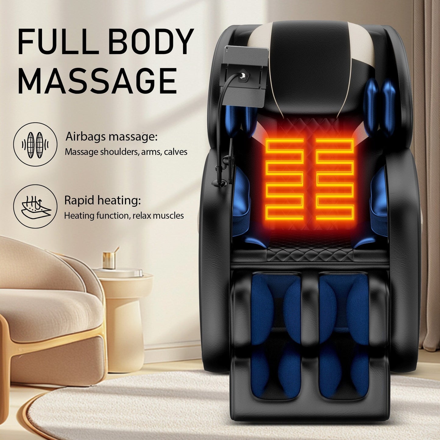 PU Leather Zero?Gravity Massage Chair with Foot Roller & Bluetooth