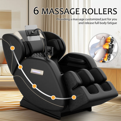 PU Leather Zero?Gravity Massage Chair with Foot Roller & Bluetooth