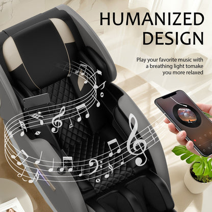 PU Leather Zero?Gravity Massage Chair with Foot Roller & Bluetooth