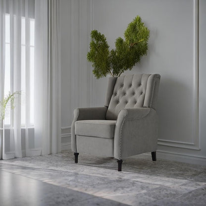 PU Push?Back Recliner Sofa Chair with Cushion & Ergonomic Design