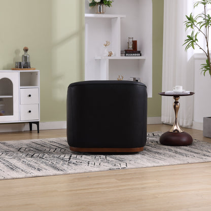 PU Swivel Barrel Chair, 360-Degree Rotating Club Chair for Living Room, or Lounge, Comfortable Accent Chair with Metal Base