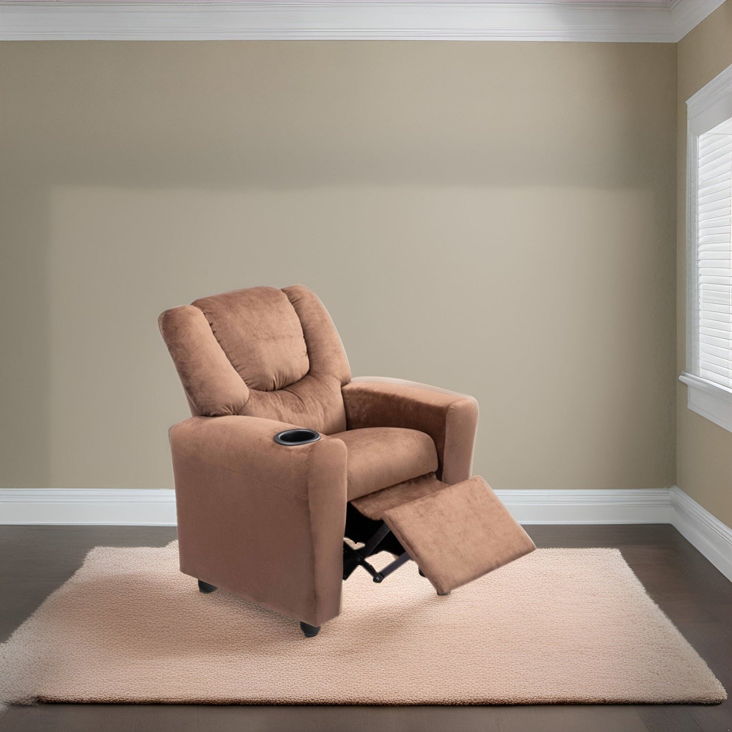 PVC Kids Recliner Chair with Push-Back Reclining Function, Cup Holder, and Comfortable Footres