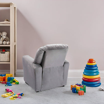 PVC Kids Recliner Chair with Push-Back Reclining Function, Cup Holder, and Comfortable Footres