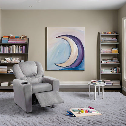 PVC Kids Recliner Chair with Push-Back Reclining Function, Cup Holder, and Comfortable Footres