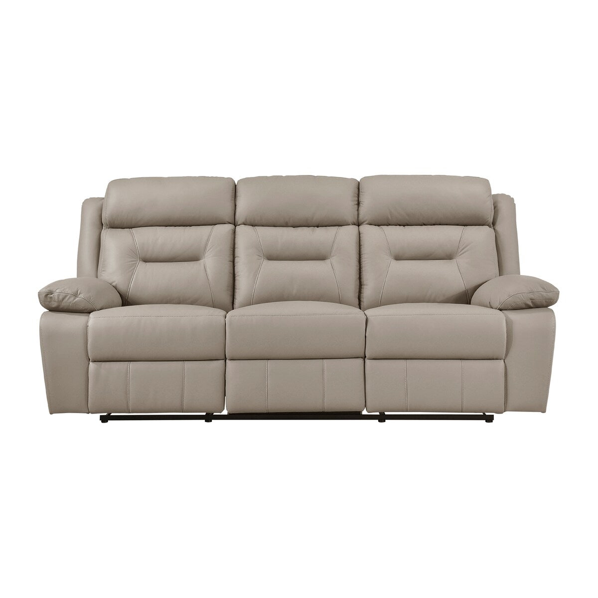 Papyrus Leather Match Manual Double Reclining Sofa