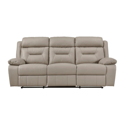 Papyrus Leather Match Manual Double Reclining Sofa