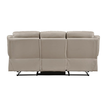 Papyrus Leather Match Manual Double Reclining Sofa