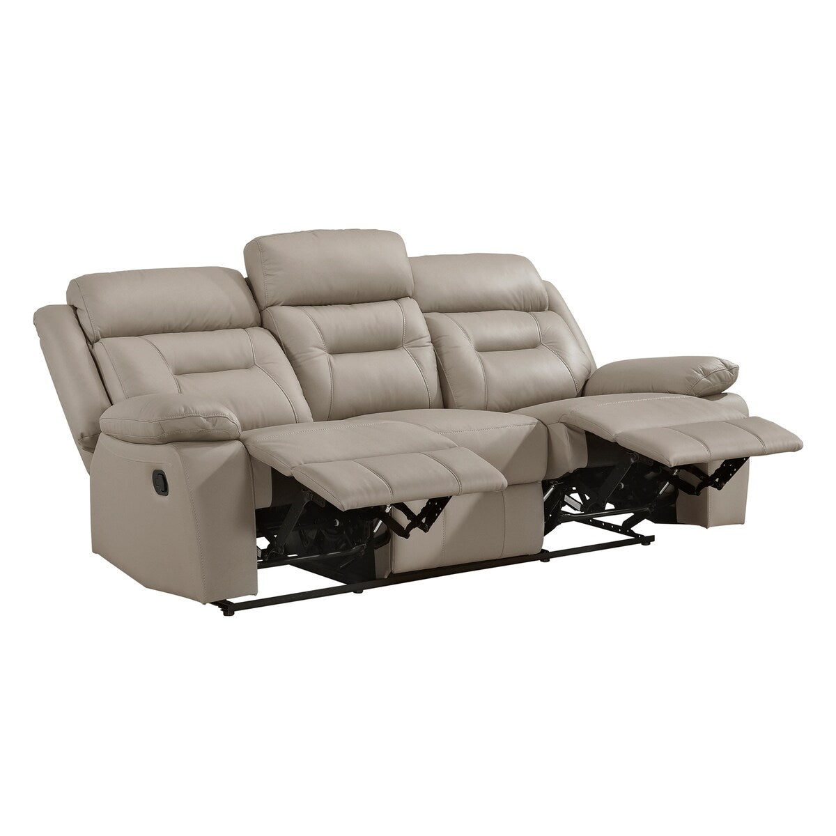 Papyrus Leather Match Manual Double Reclining Sofa