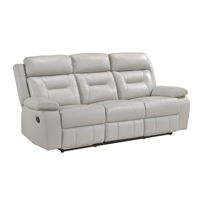 Papyrus Leather Match Manual Double Reclining Sofa