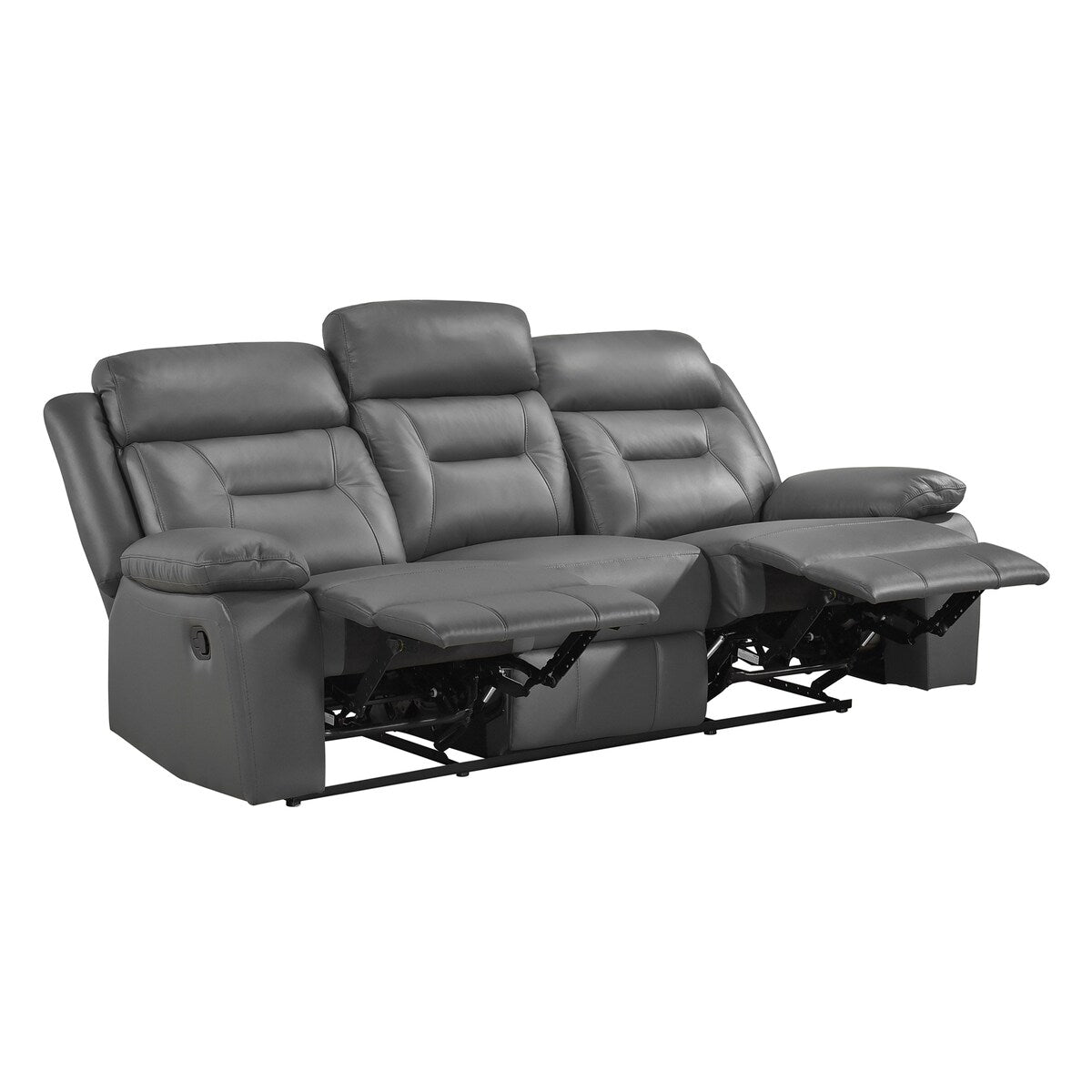 Papyrus Leather Match Manual Double Reclining Sofa