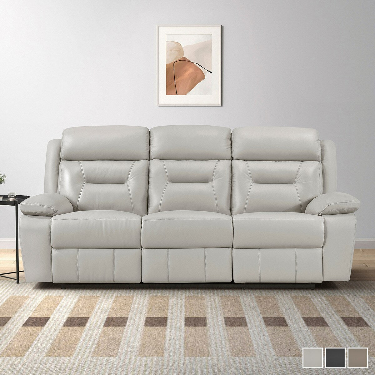 Papyrus Leather Match Manual Double Reclining Sofa