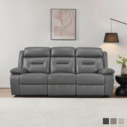 Papyrus Leather Match Manual Double Reclining Sofa