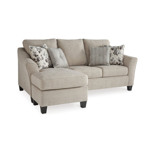 Parker L Sofa Chaise, Gray Polyester, 4 Accent Throw Pillows, 92 Inch