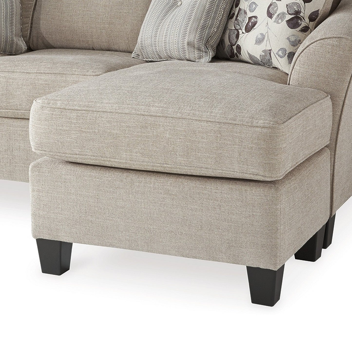 Parker L Sofa Chaise, Gray Polyester, 4 Accent Throw Pillows, 92 Inch