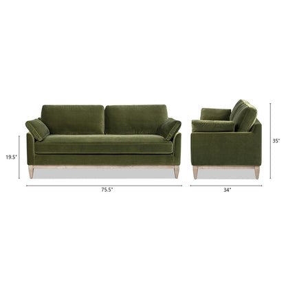 Pasadena 75.5 Velvet Modern Farmhouse Loose Pillow-Back Sofa