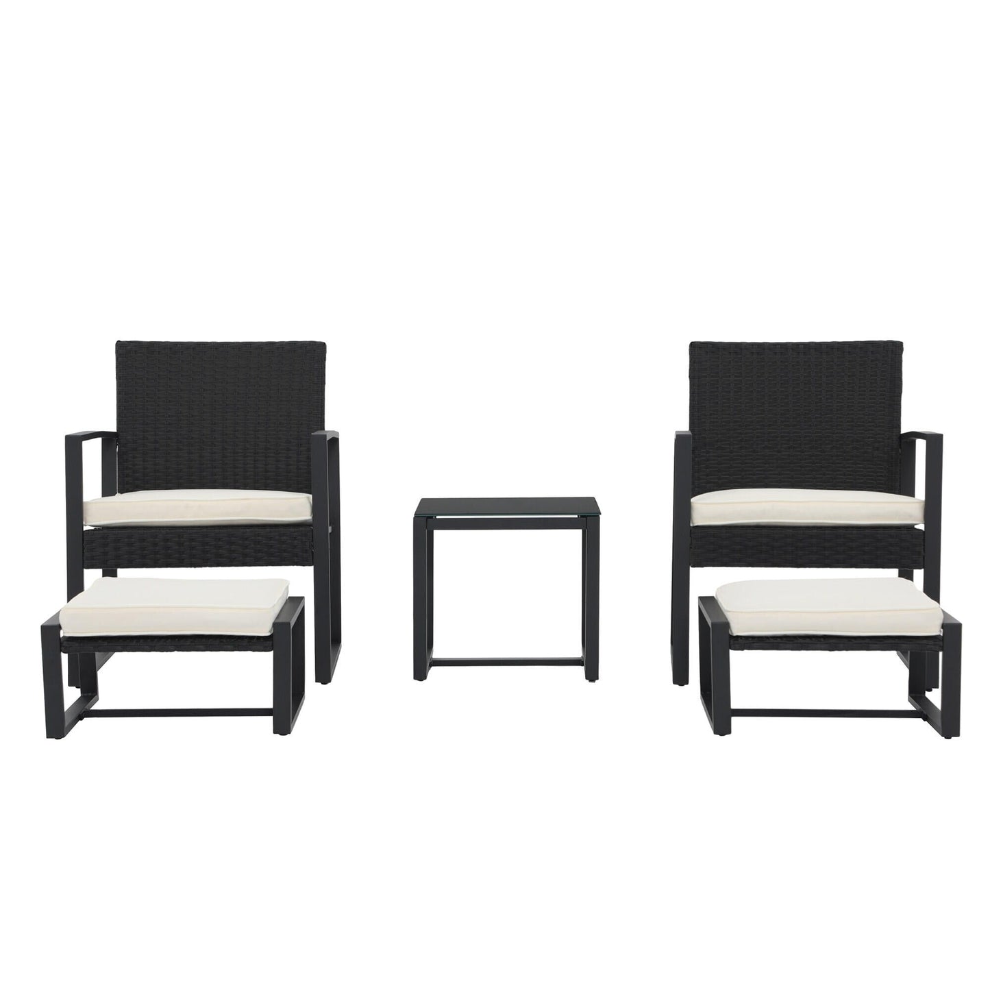 Patio 5 Pieces Wicker Chat Set with Cushions