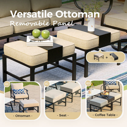 MAISON ARTS Patio Conversation Sets 5/7/9-Seat, Sofa Set with 2 Single Sofa Chairs, 3-Seater Sofa, Ottoman and Coffee Table