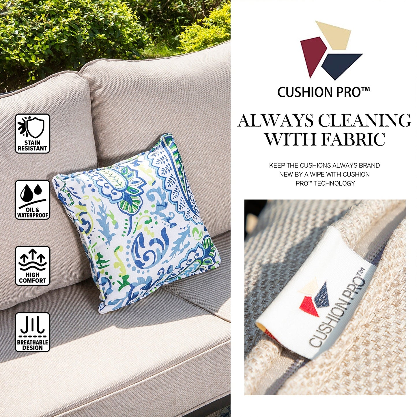 MAISON ARTS Patio Conversation Sets 5/7/9-Seat, Sofa Set with 2 Single Sofa Chairs, 3-Seater Sofa, Ottoman and Coffee Table
