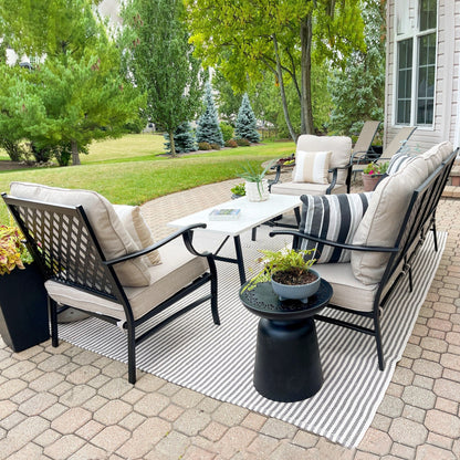 MAISON ARTS Patio Conversation Sets 5/7/9-Seat, Sofa Set with 2 Single Sofa Chairs, 3-Seater Sofa, Ottoman and Coffee Table