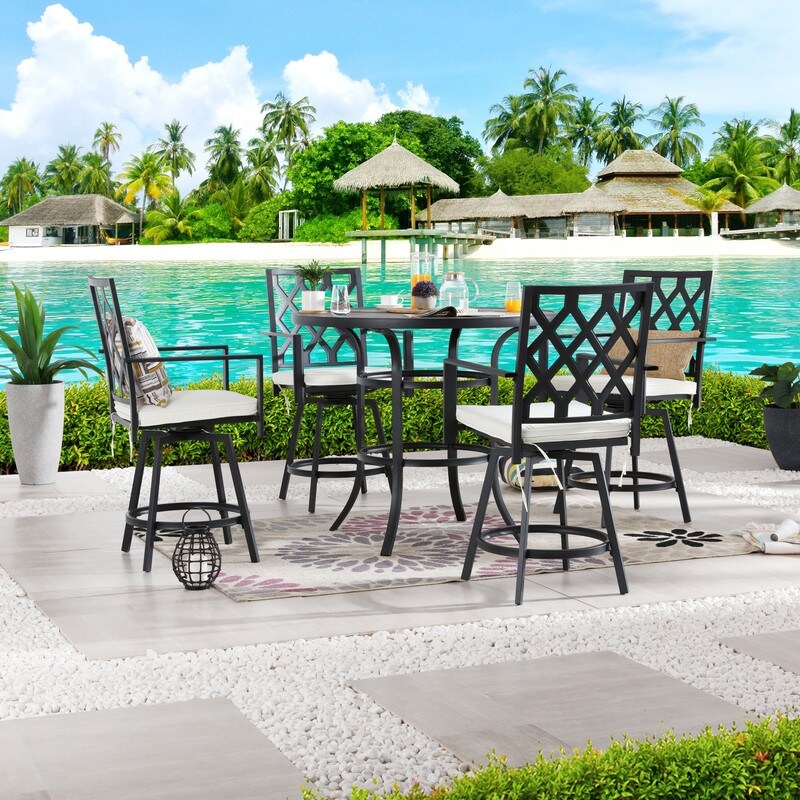 Patio Festival 4-Person Outdoor 45.3'' Round Bar Height Dining Set