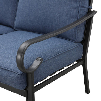 Patio Festival 4-Piece Outdoor Metal Loveseat Conversation Set