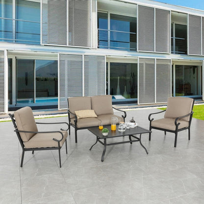 Patio Festival 4-Piece Outdoor Metal Loveseat Conversation Set