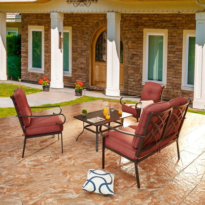 Patio Festival 4-Piece Outdoor Metal Loveseat Conversation Set