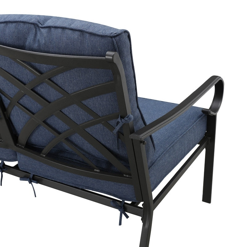 Patio Festival 4-Piece Outdoor Metal Loveseat Conversation Set