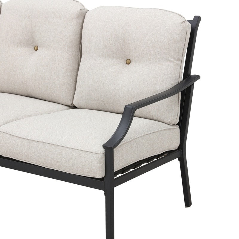 Patio Festival 4-Piece Outdoor Metal Sofa and Chair Set with Coffee Table