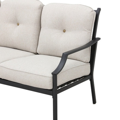 Patio Festival 4-Piece Outdoor Metal Sofa and Chair Set with Coffee Table
