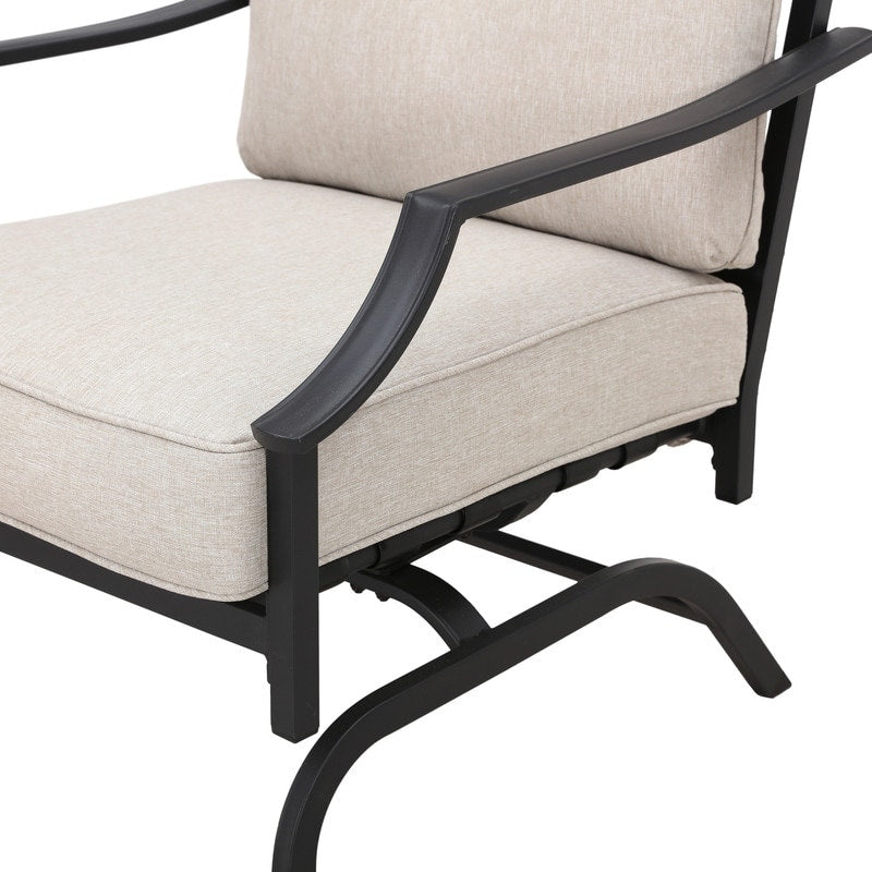 Patio Festival 4-Piece Outdoor Metal Sofa and Chair Set with Coffee Table