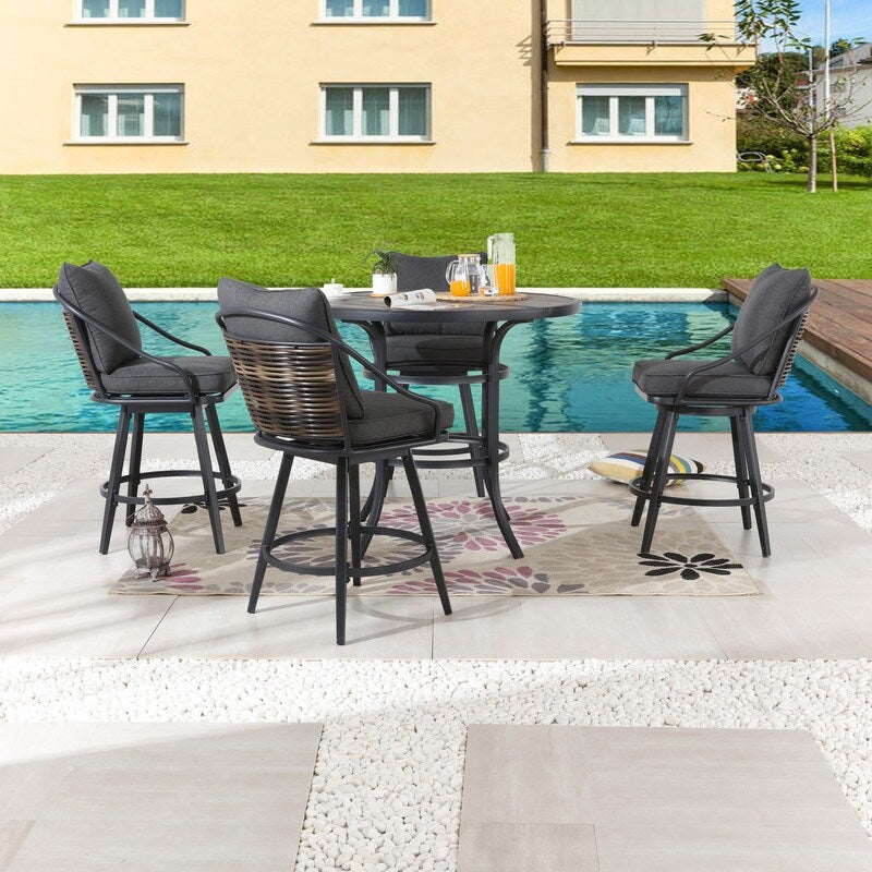 Patio Festival 4-Person Outdoor Bar Height Bistro Dining Set