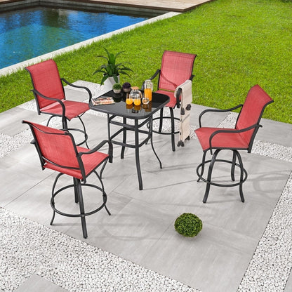 Patio Festival 5-Piece Outdoor Bar Height Swivel Bistro Dining Set
